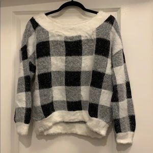 Express black and white check / plaid sweater